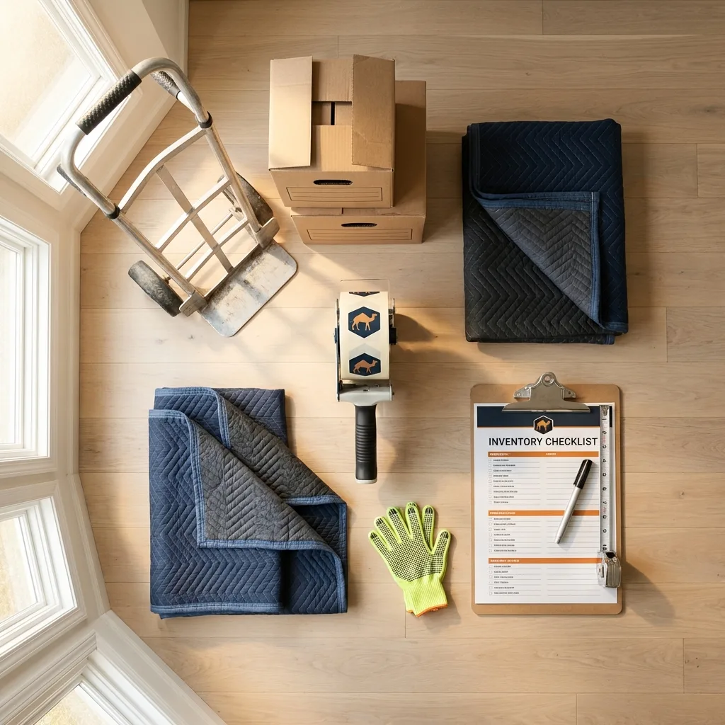 Professional moving supplies and packing materials layout for Cottage Grove residential relocations